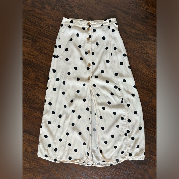 Something Navy High Waist Midi Polka Dot Skirt - Picture 2 of 8